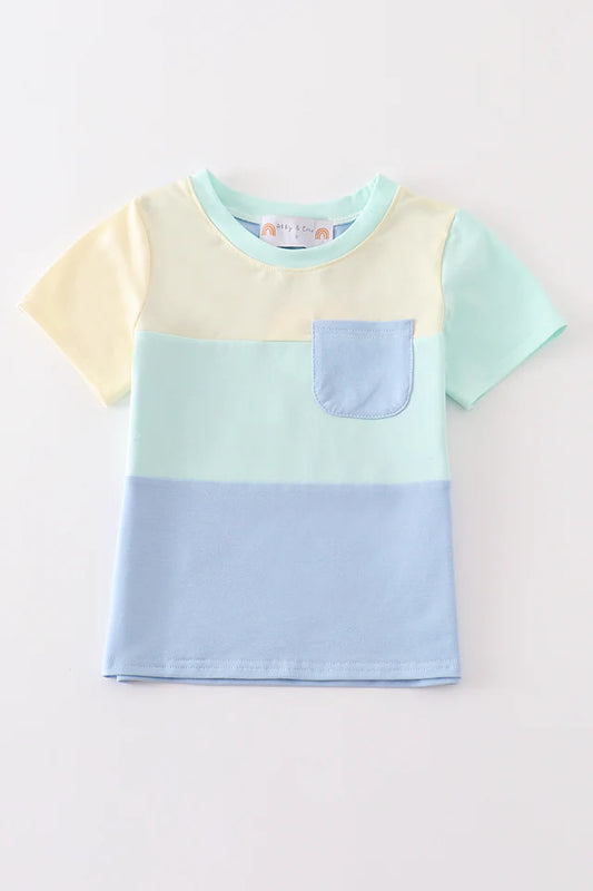 blue color block tee